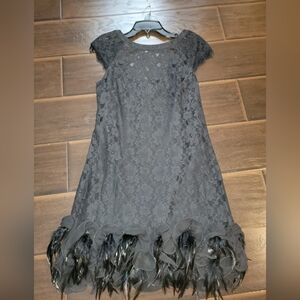 Black lace Jessica Simpson Dress feather details 6 women's outfit clothes